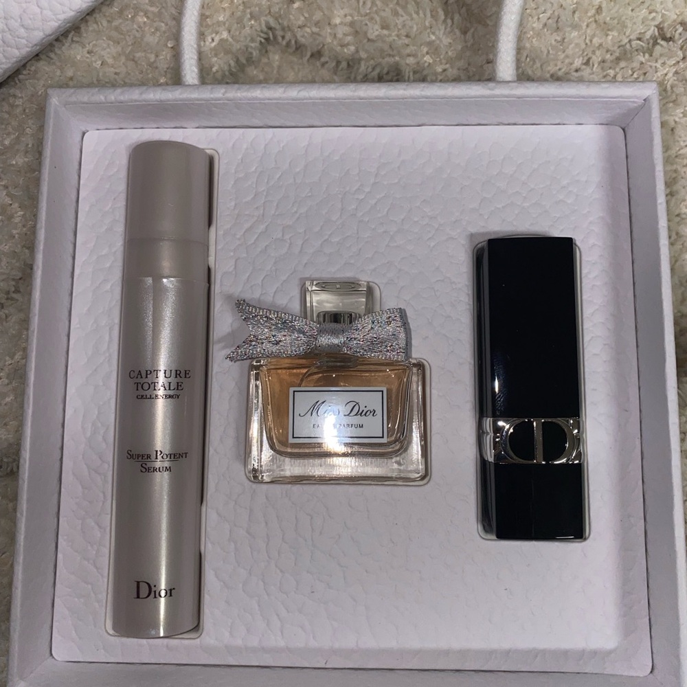 Miss Dior and cell energyy serum with lipstick